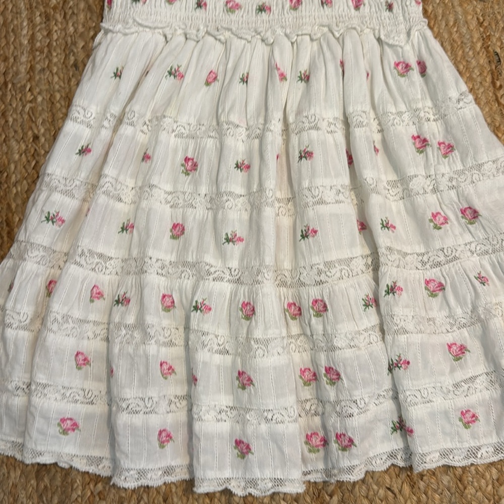 LoveShackFancy White and Pink Floral Mini Dress - Picture 6 of 7